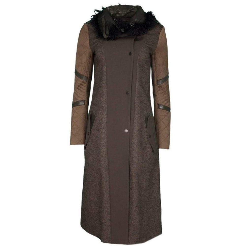 Belstaff Cashmere Coat w curly lamb fur collar
